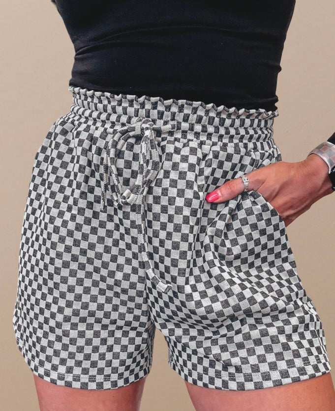 Elastic Grey Waist Pocketed Shorts