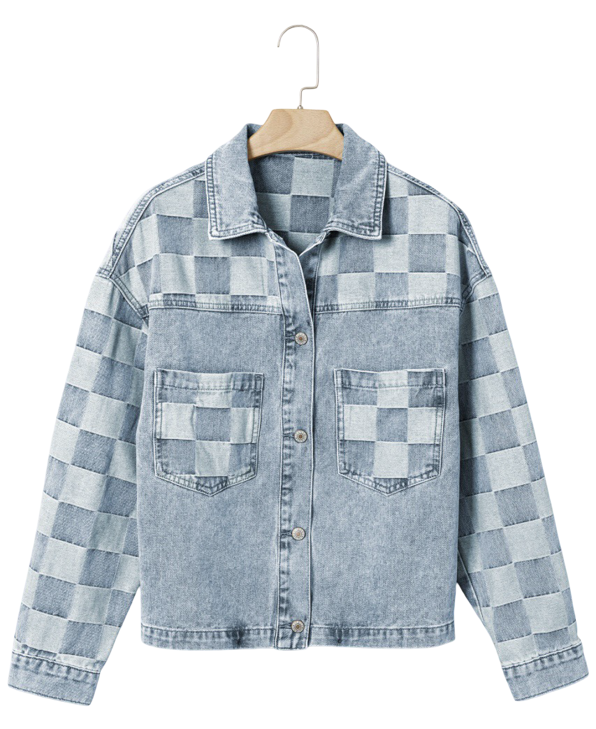 Blue Denim Checkered Jacket