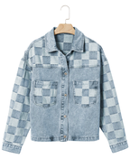 Blue Denim Checkered Jacket