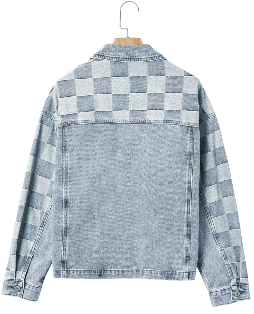 Blue Denim Checkered Jacket