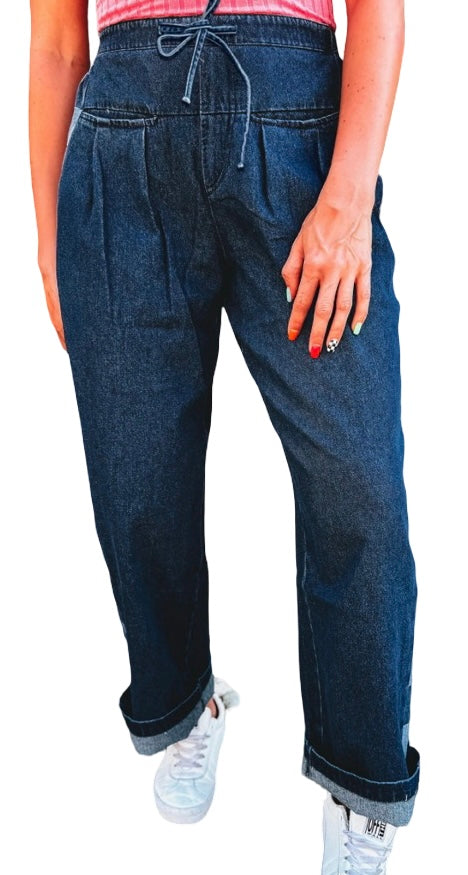 Drawstring Loose Denim Pants