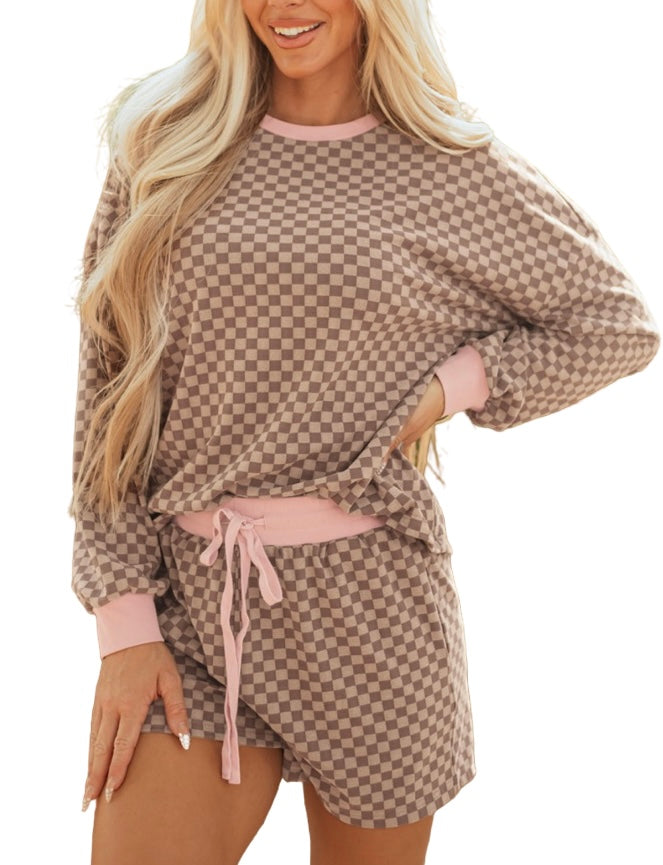 Long Sleeve Pull Over Checkered Set